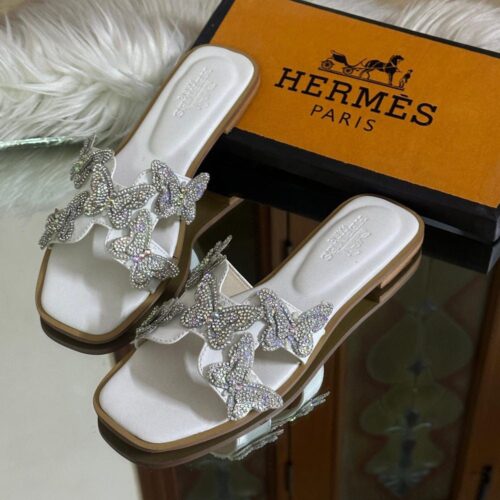 Hermes Slippers White
